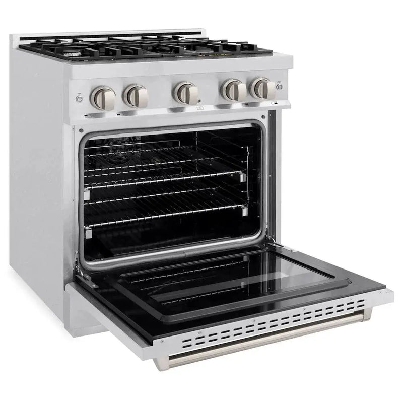 ZLINE 30" Dual Fuel Range, Gas Cooktop, Electric Convection Oven DuraSnow® Stainless Steel, CDRS-30 by Farmhouse Kitchen and Bath