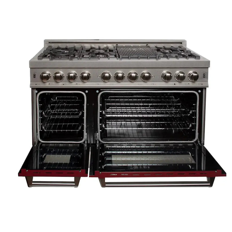 ZLINE 48" Bundle Range RAS-RG-48 & Range Hood 8654RG-48, 2KP-RASRGRH48 by Farmhouse Kitchen and Bath