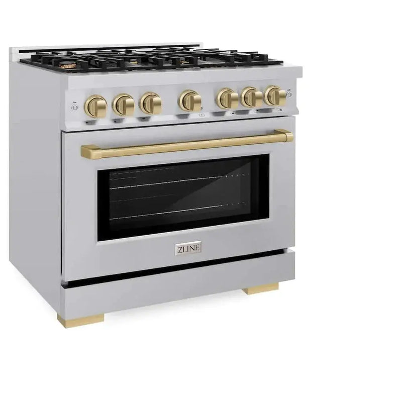 ZLINE 36" Select Gas Range Convection Gas Oven Stainless Steel Champagne Bronze HGRZ-36-CB by Farmhouse Kitchen and Bath