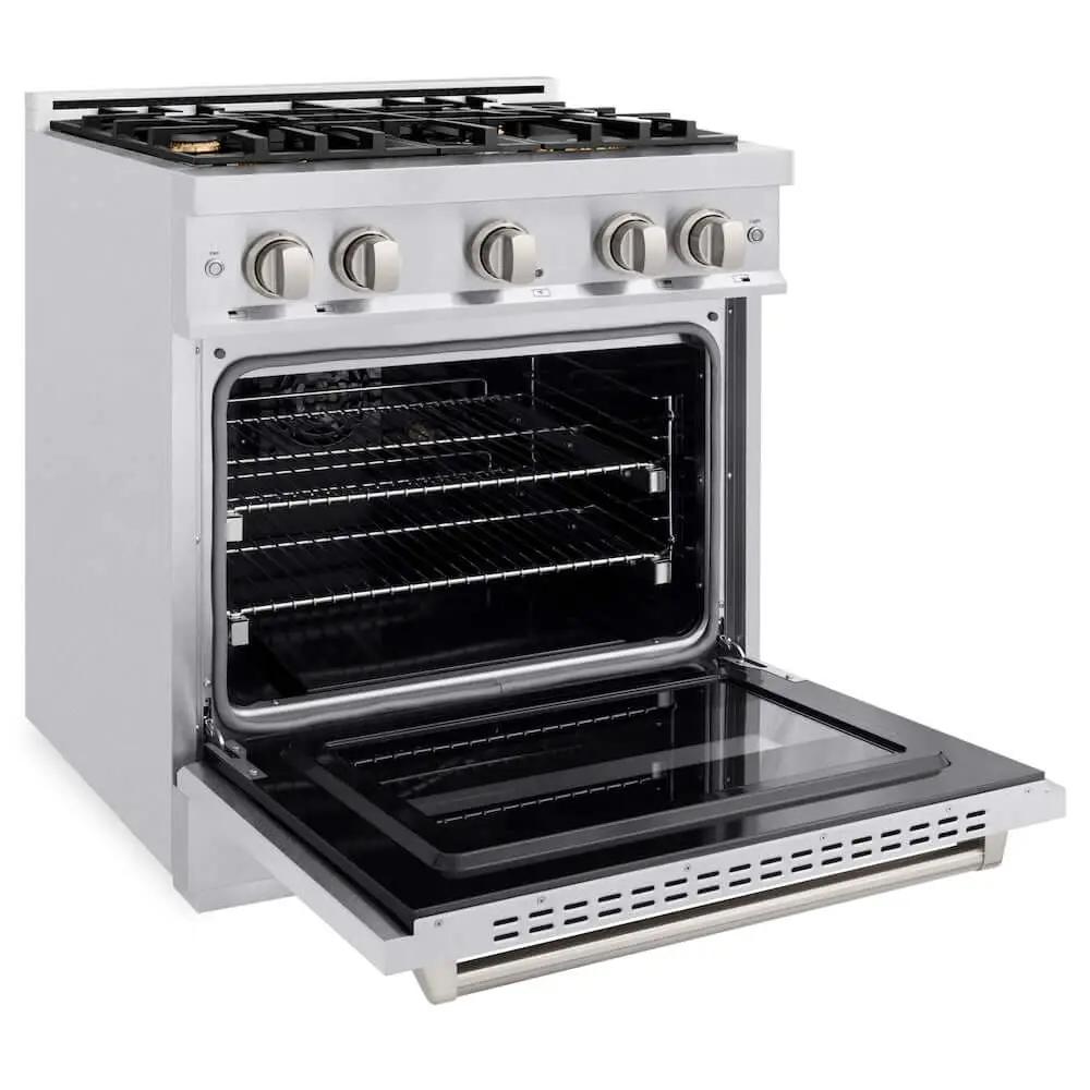 ZLINE 30" Classic Gas Range, Convection Gas Oven DuraSnow® Stainless Steel, Brass Burners CGRS-BR-30 by Farmhouse Kitchen and Bath
