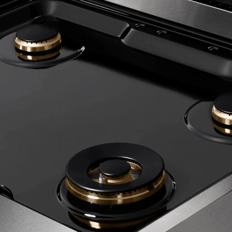 ZLINE 48" Paramount Gas Rangetop DuraSnow® Stainless Steel Brass Burners SRTS-BR-48 by Farmhouse Kitchen and Bath