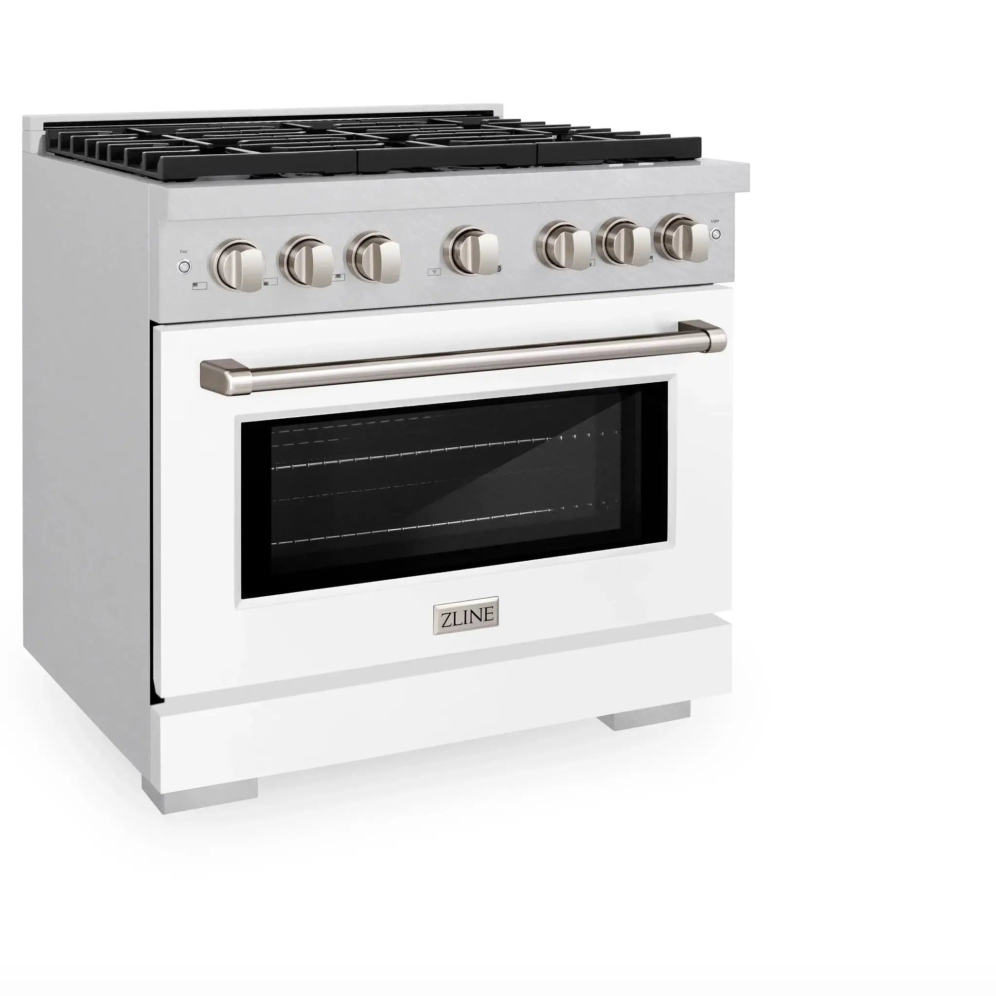 ZLINE 36"Paramount Dual Fuel Range DuraSnow® White Matte SDRS-WM-36 by Farmhouse Kitchen and Bath