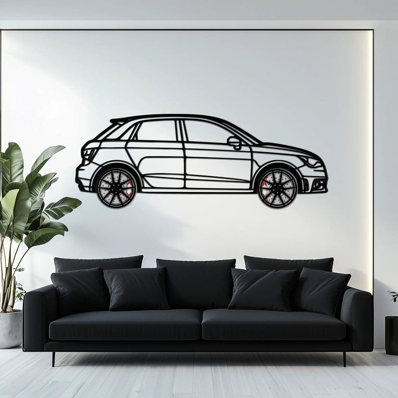 Audi A1 Metal Car Wall Art with Rotating Wheels - Handmade Car Silhouette Decor - Automotive Wall Art for Petrolheads-KAFMEKA094 by Enova Art