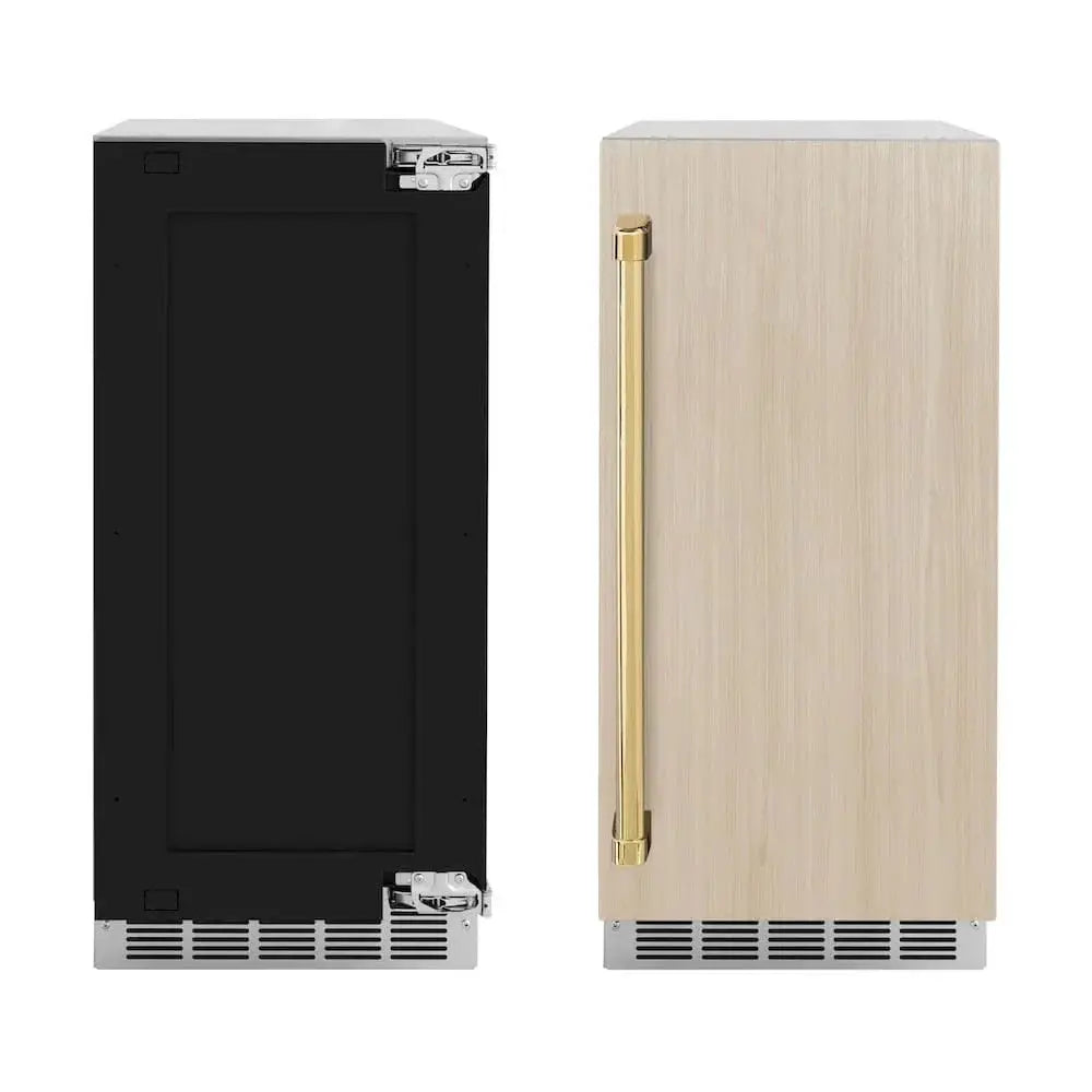 ZLINE 15" Touchstone Gourmet Ice Maker Drain Pump Panel Ready Door Polished Gold IGMDPZ-15-G by Farmhouse Kitchen and Bath