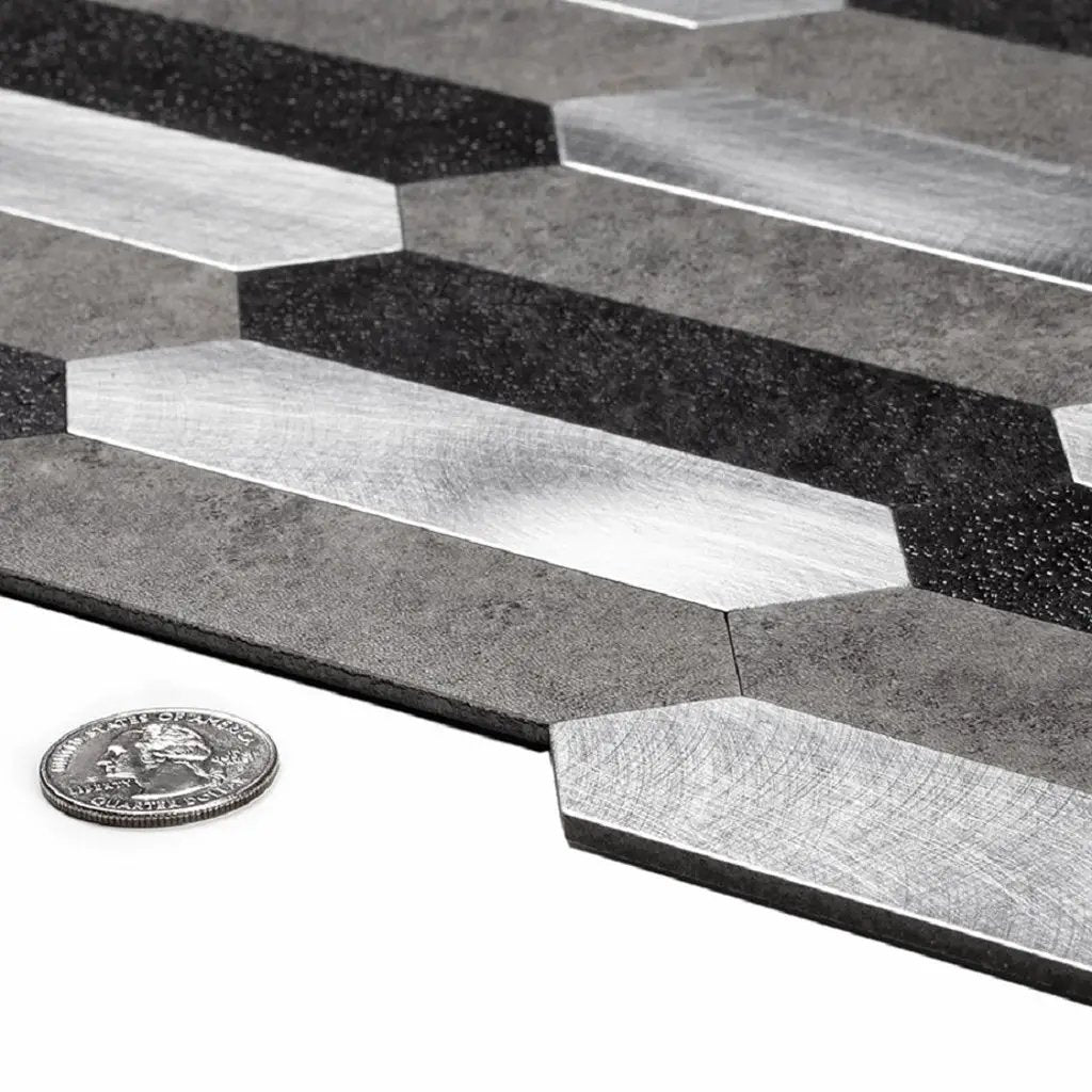 Gray 12x12 Honed Brick PVC Peel & Stick Tile (10 pack, 10 sq ft/case) by Apollo Tile