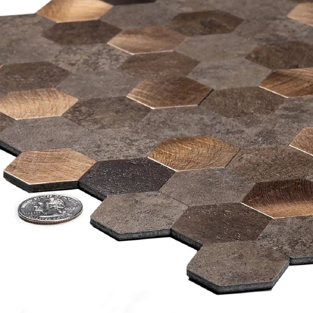 Gold 11x11 Honed Hexagon PVC Peel & Stick Tile (10 pack, 8.79 sq ft/case) by Apollo Tile