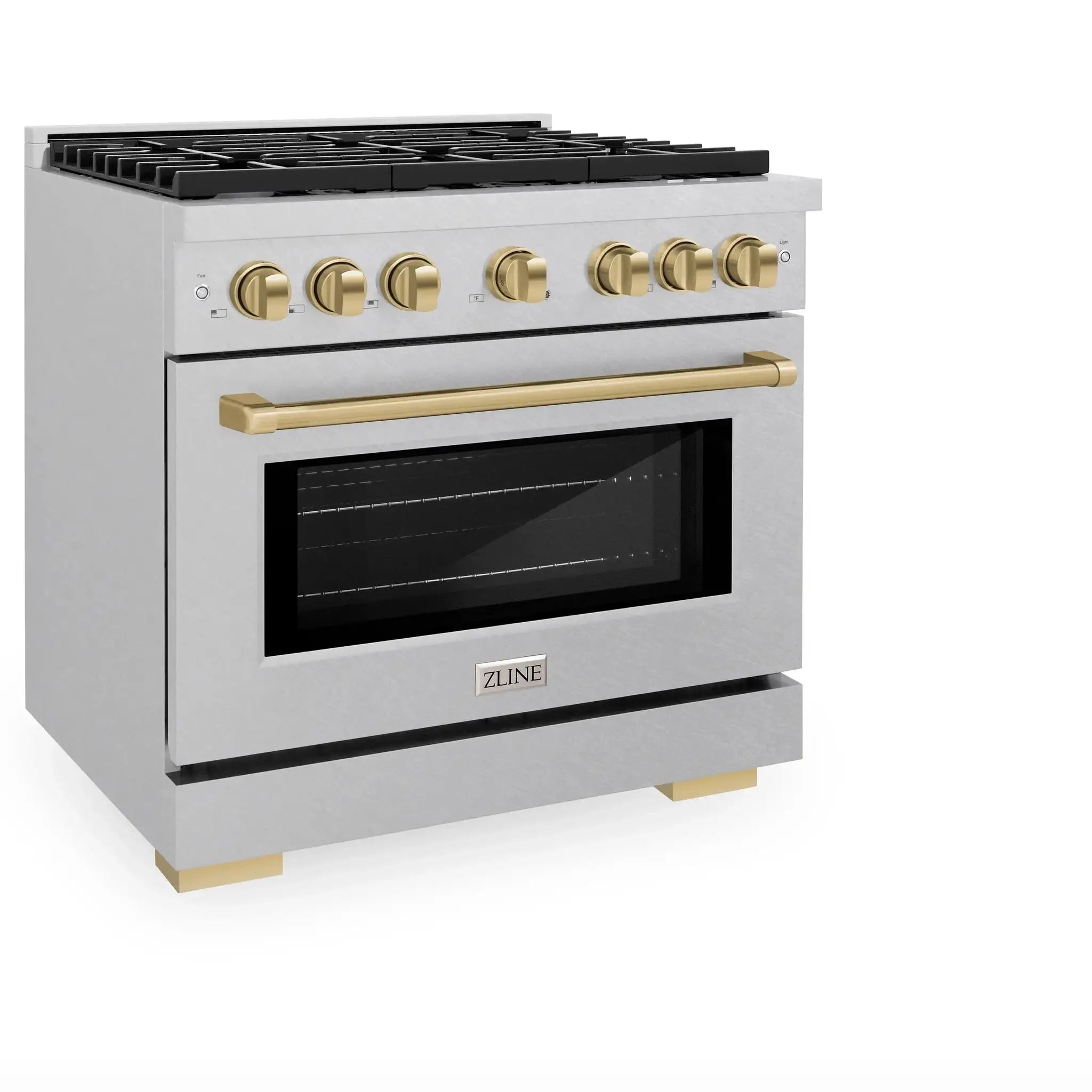 ZLINE 36"Paramount Dual Fuel Range DuraSnow® Champagne Bronze SDRSZ-36-CB by Farmhouse Kitchen and Bath