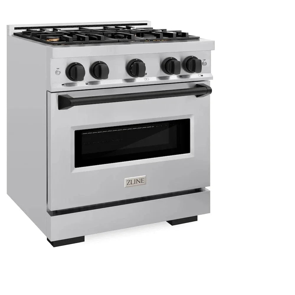 ZLINE 30" Classic Gas Range, Convection Gas Oven Stainless Steel, Matte Black CGRZ-30-MB by Farmhouse Kitchen and Bath