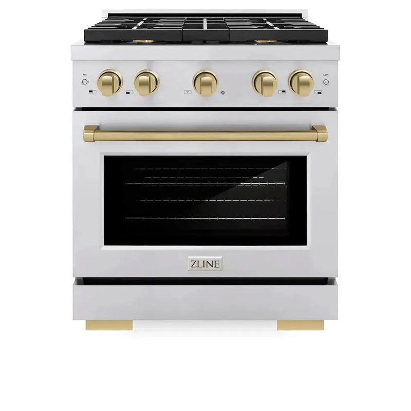 ZLINE 30"Paramount Dual Fuel Range Stainless Steel Champagne Bronze SDRZ-30-CB by Farmhouse Kitchen and Bath