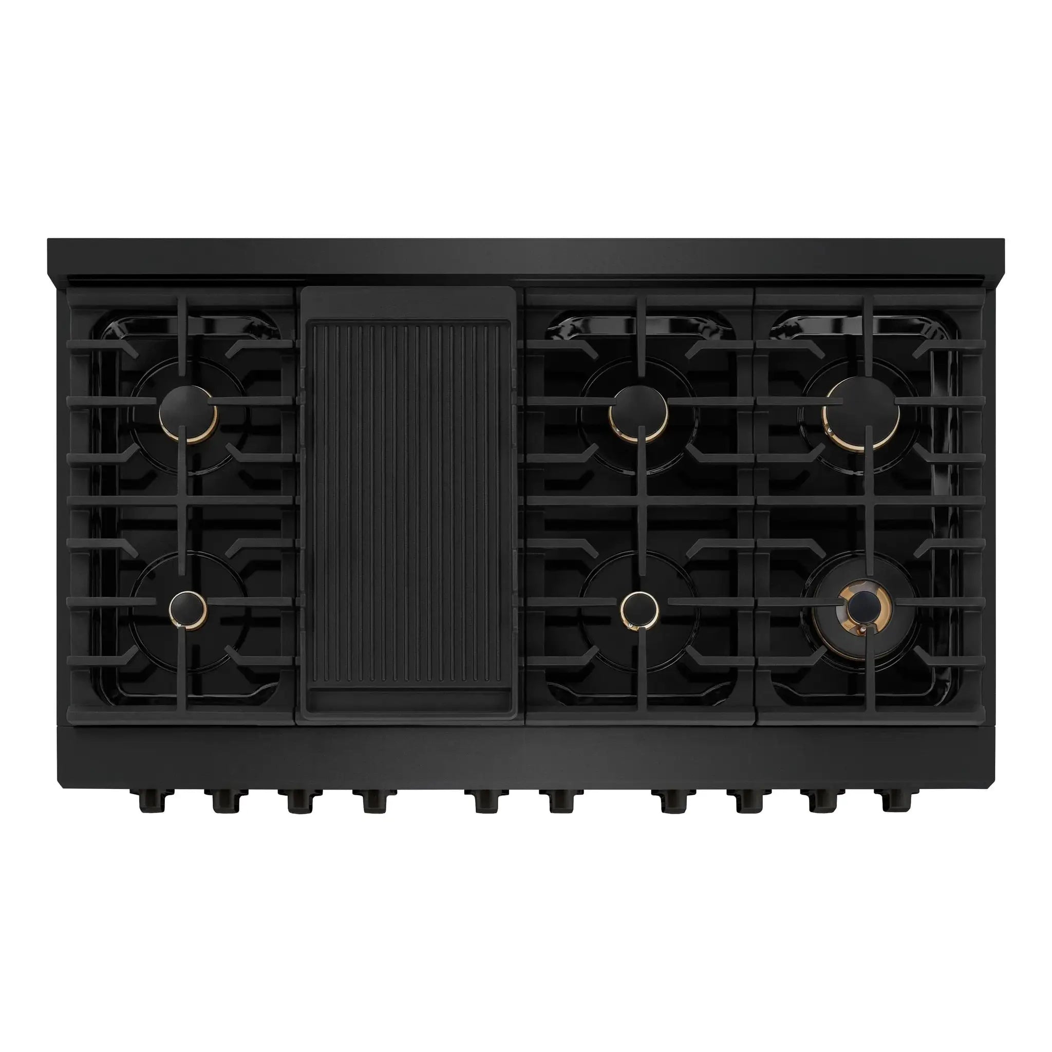 ZLINE 48"Paramount Dual Fuel Range Black Stainless Steel, Brass Burners SDRB-BR-48 by Farmhouse Kitchen and Bath