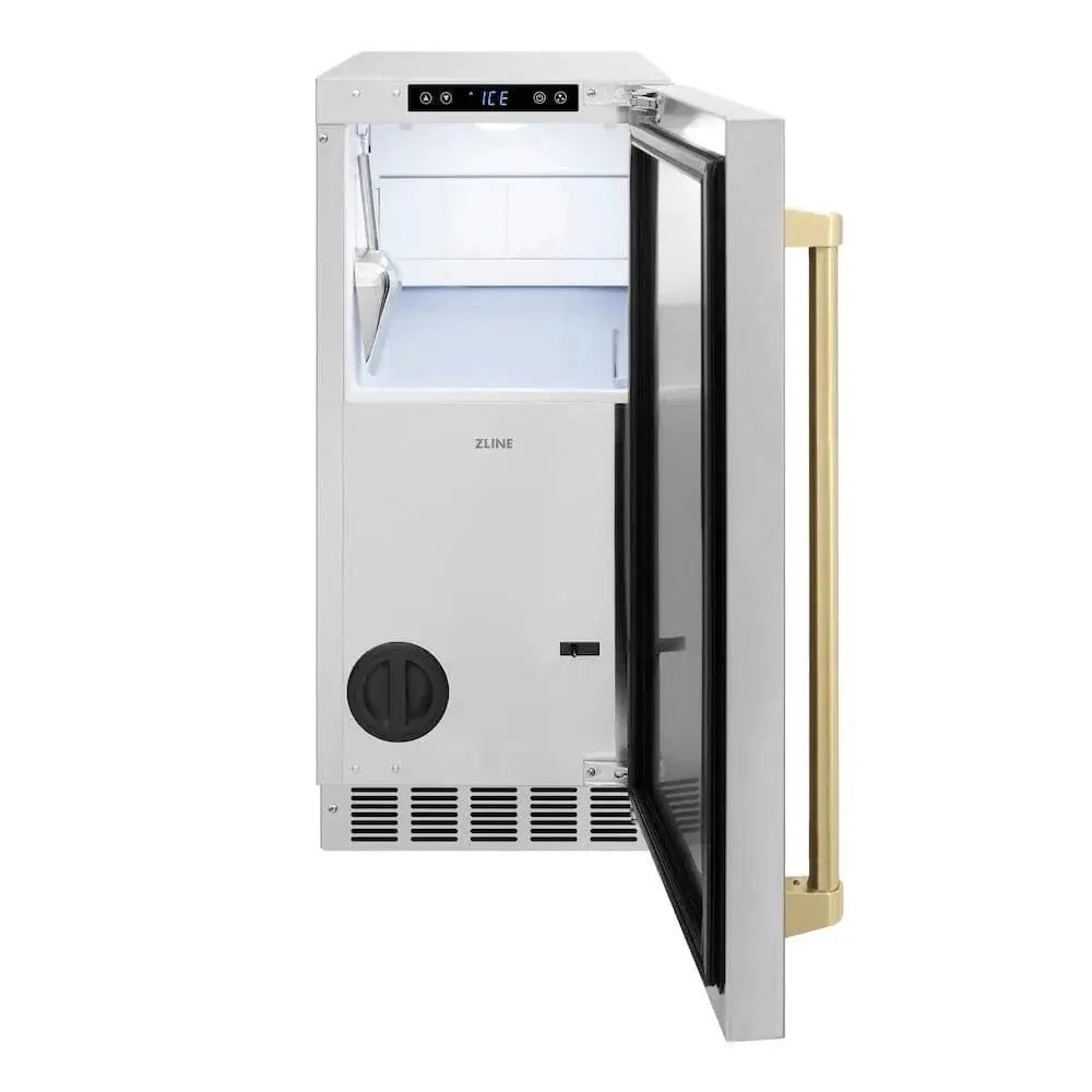 ZLINE 15" Touchstone Gourmet Ice Maker Drain Pump Stainless Steel Door Champagne Bronze IGMDZ-ST-15-CB by Farmhouse Kitchen and Bath