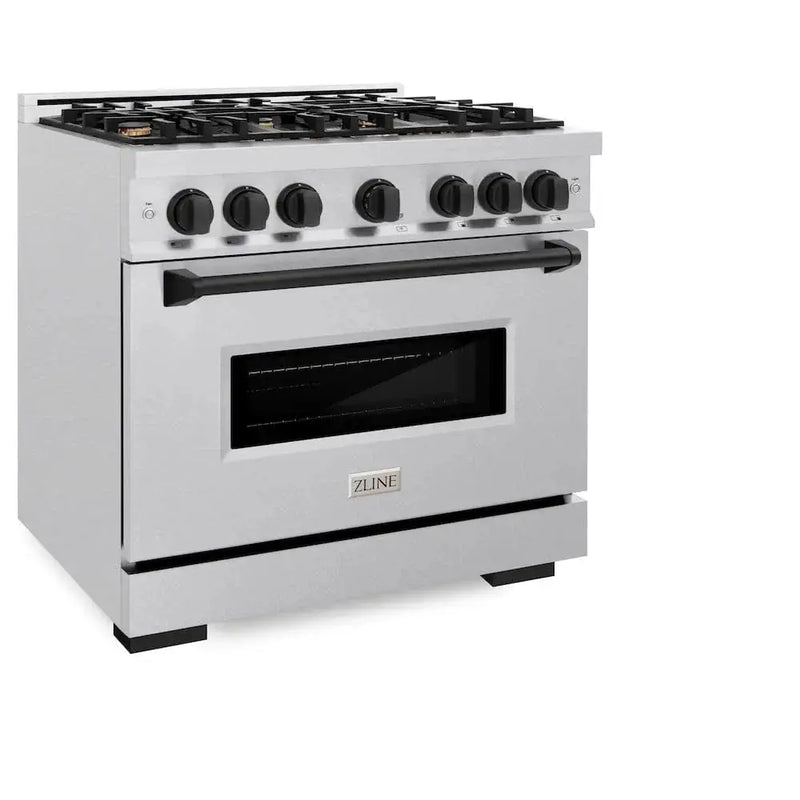 ZLINE 36"Classic Gas Range, Convection Gas Oven, DuraSnow® Stainless Steel, Matte Black CGRSZ-36-MB by Farmhouse Kitchen and Bath