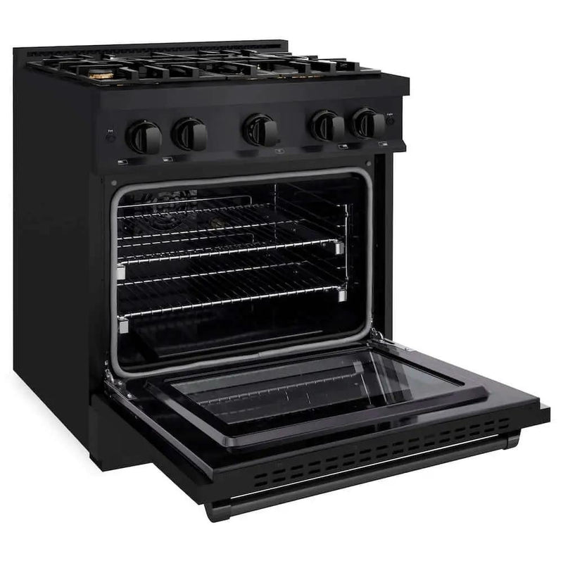 ZLINE 30" Select Dual Fuel Range Gas Cooktop Electric Convection Oven Black Stainless Steel Brass Burners HDRB-BR-30 by Farmhouse Kitchen and Bath