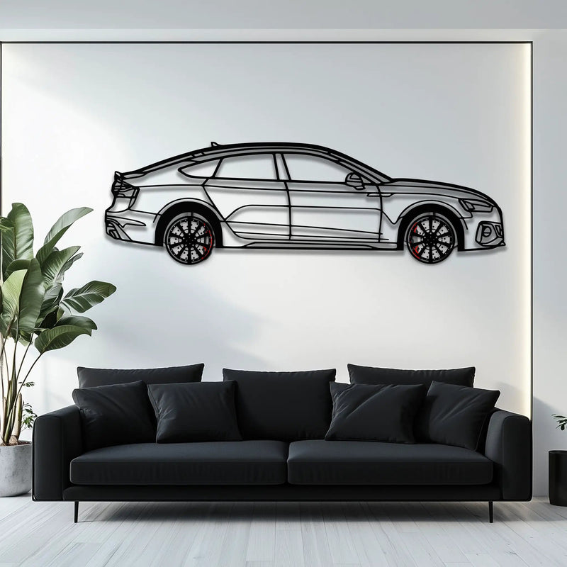 Audi RS5 Metal Car Wall Art with Rotating Wheels - Performance Sportback Silhouette Decor - Interactive Automotive Wall Art - KAFMEKA097 by Enova Art