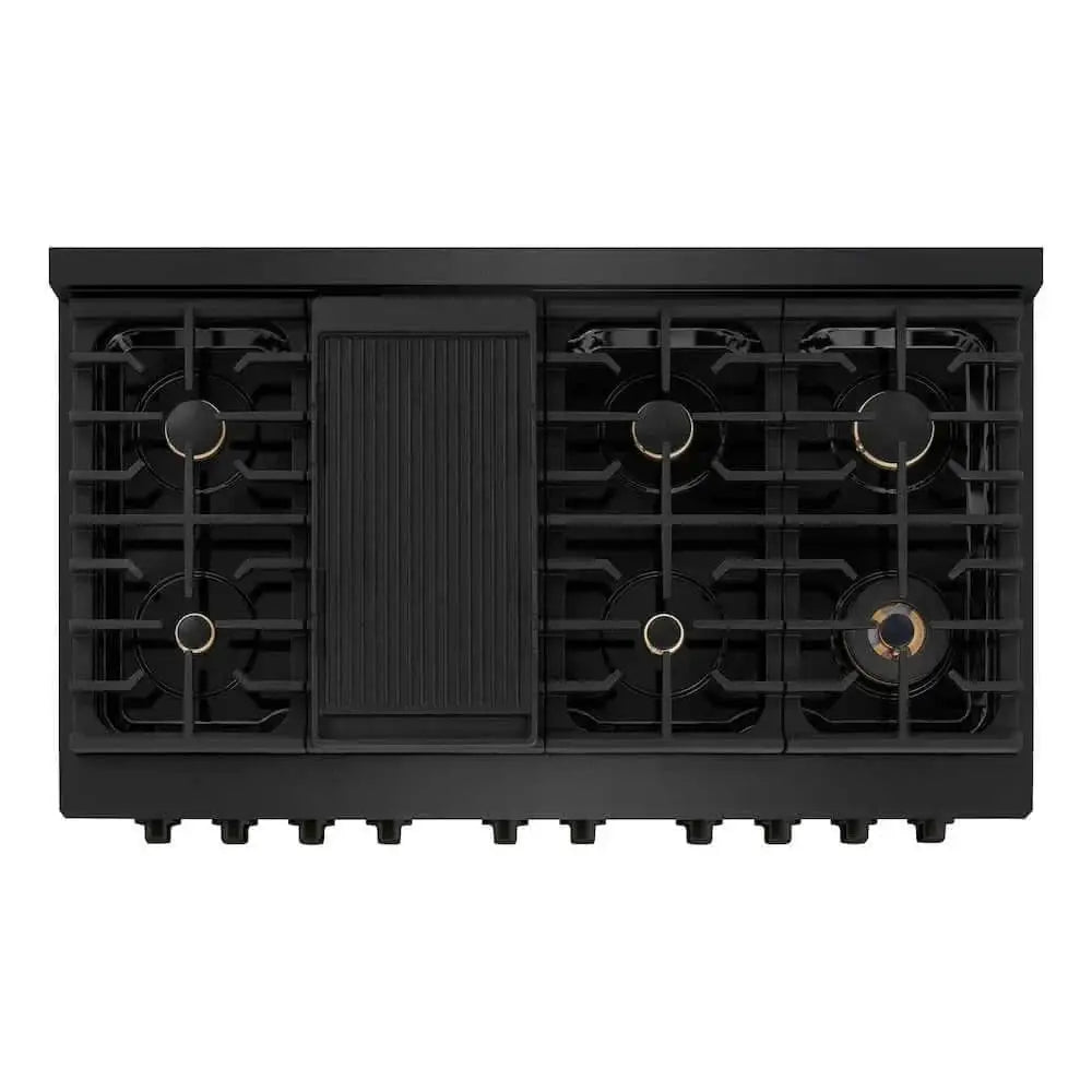ZLINE 48 in.Gas Range, Convection Gas Oven, Brass Burner, Black Stainless Steel, SGRB-BR-48 by Farmhouse Kitchen and Bath