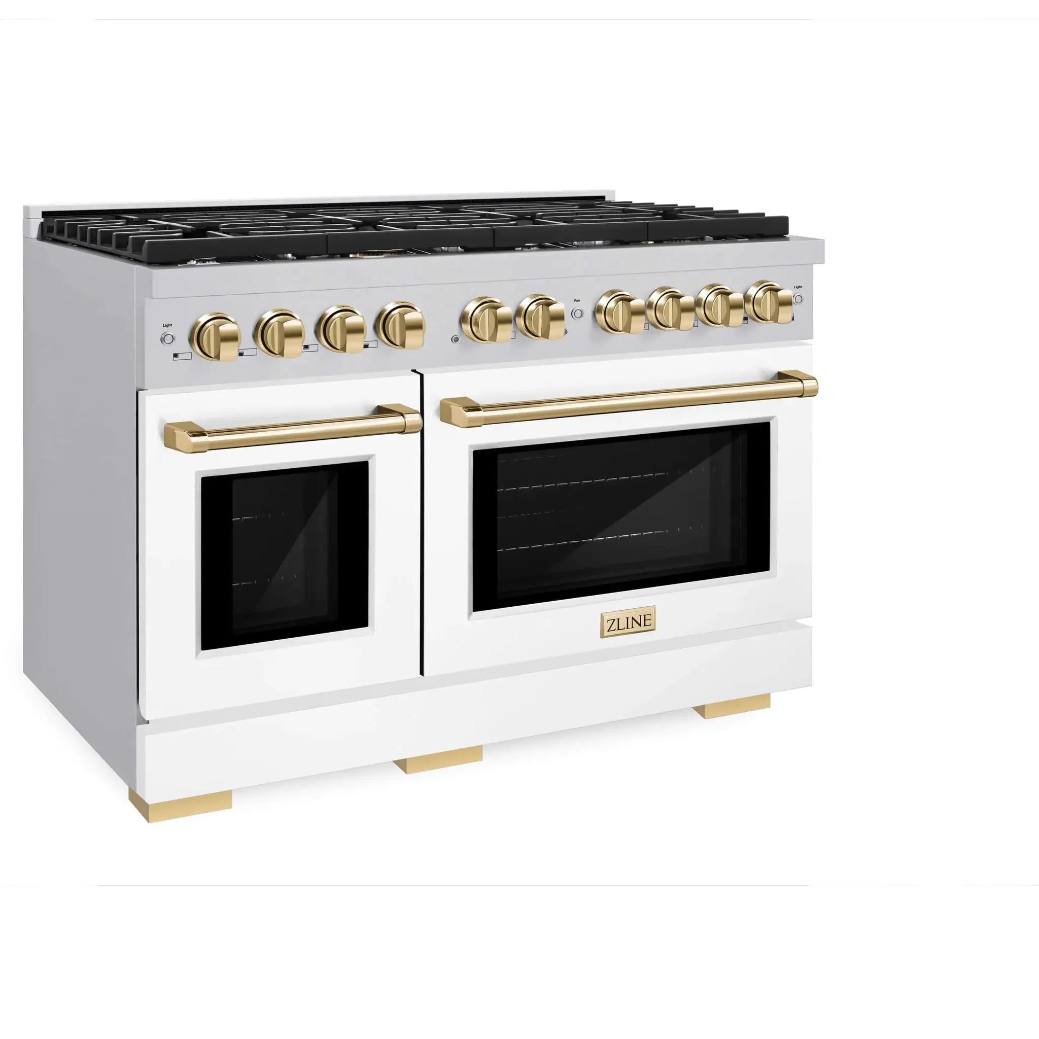 ZLINE 48"Paramount Dual Fuel Range White Matte Gold SDRZ-WM-48-G by Farmhouse Kitchen and Bath
