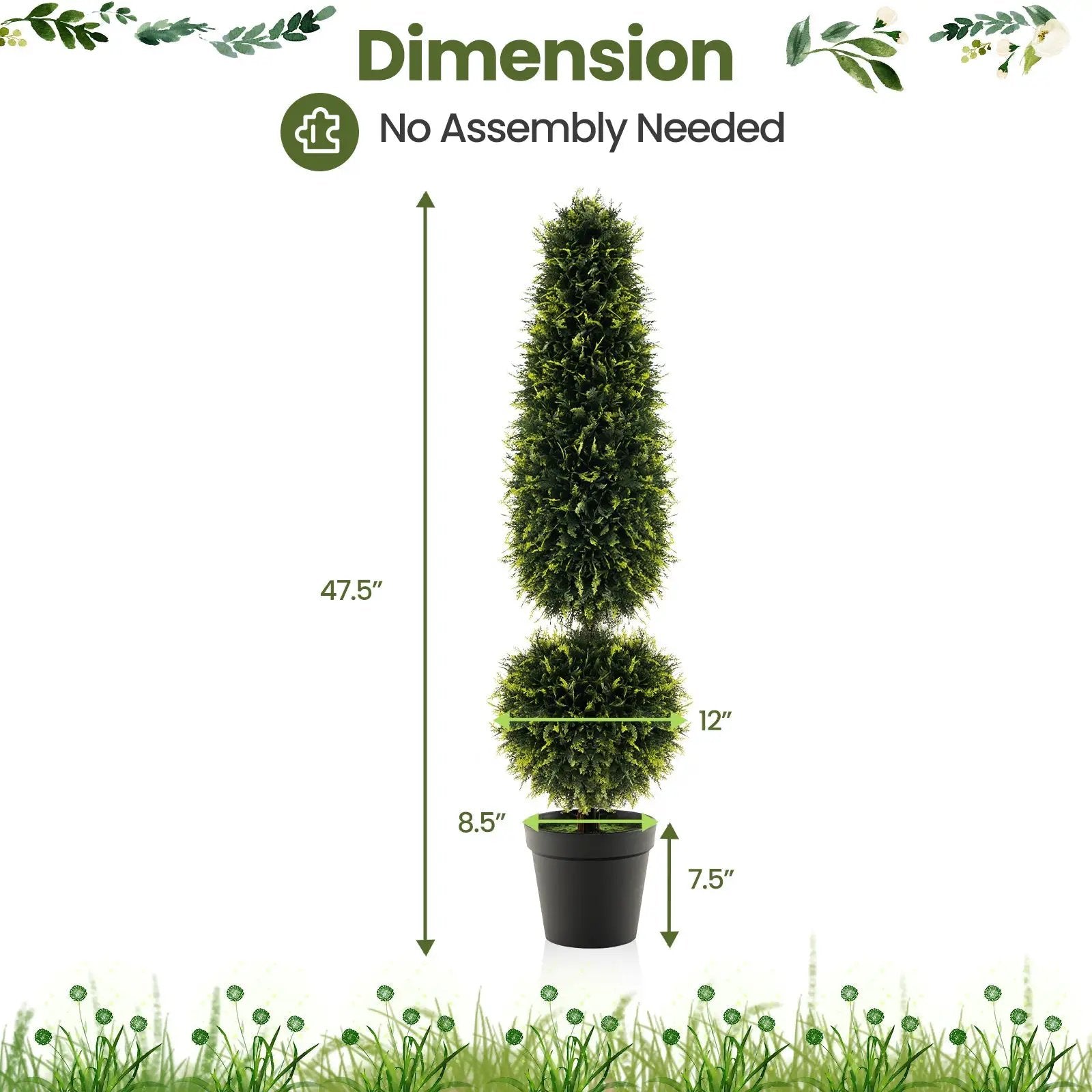 4 Feet Artificial Boxwood Topiary Tree with Natural Vines and PE Leaves-Green by DirectDeals