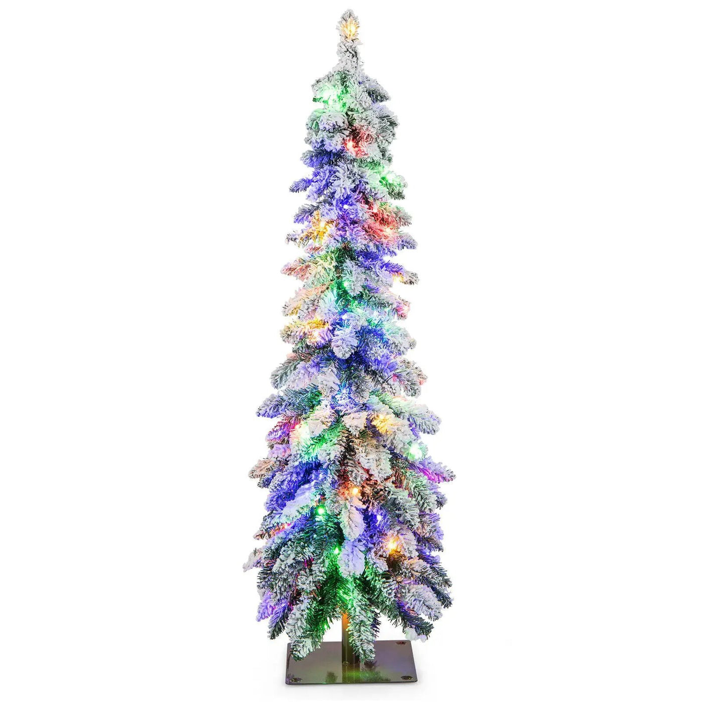 4/5/6 Feet Pre-Lit Artificial Christmas Tree Snow-Flocked Slim Pencil Xmas Decor-5 ft by DirectDeals