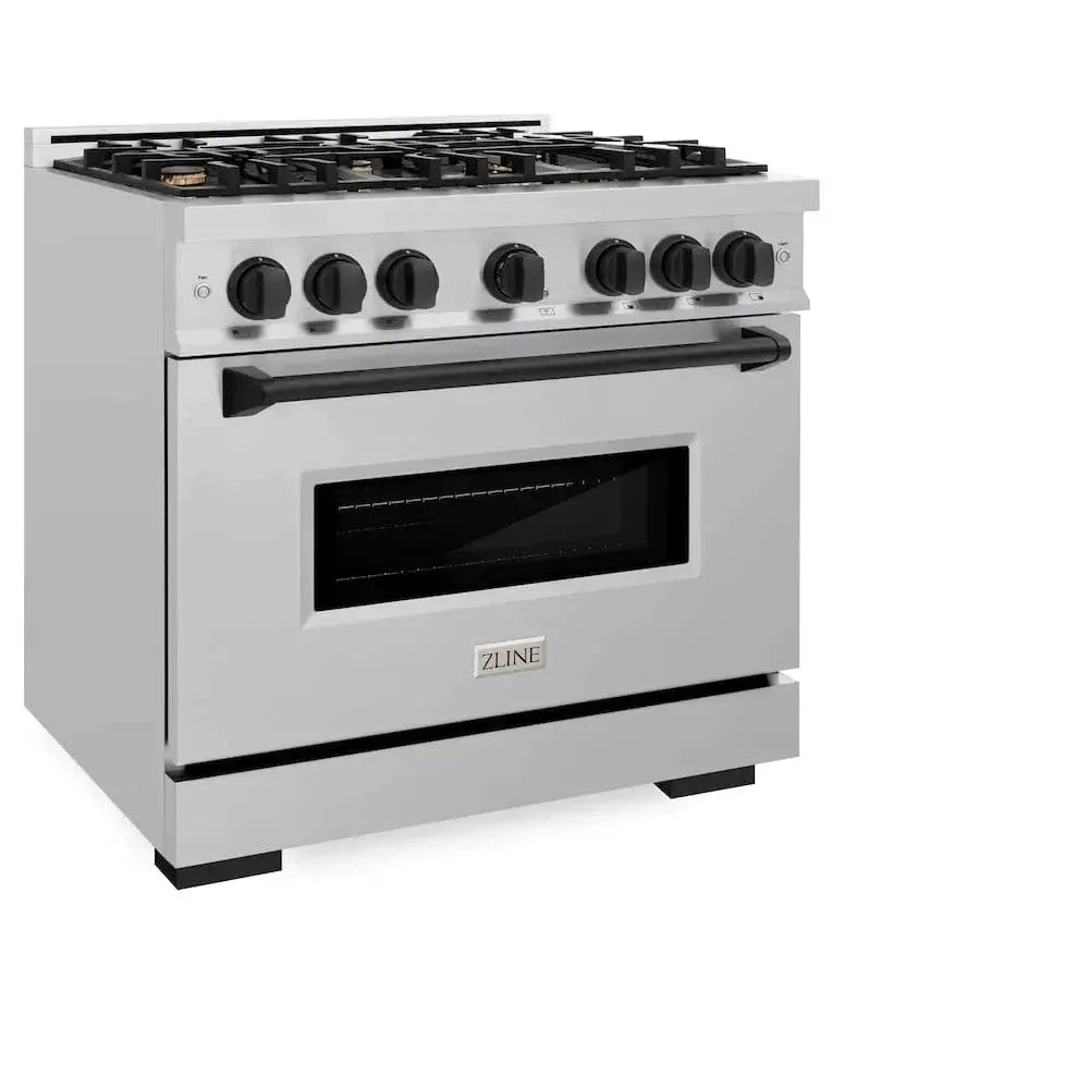 ZLINE 36" Classic Gas Range, Convection Gas Oven Stainless Steel, Matte Black CGRZ-36-MB by Farmhouse Kitchen and Bath
