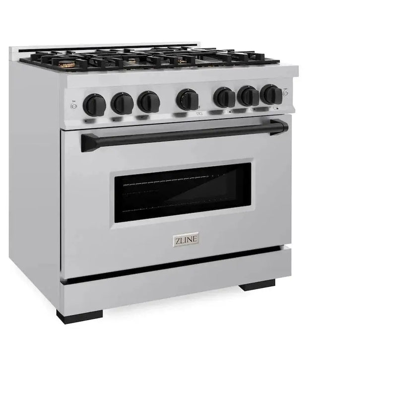 ZLINE 36" Classic Gas Range, Convection Gas Oven Stainless Steel, Matte Black CGRZ-36-MB by Farmhouse Kitchen and Bath