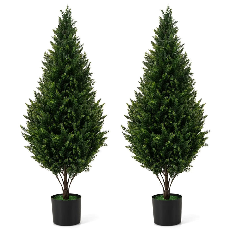 4 FT Artificial Topiary Tree Set of 2 for Indoor Outdoor Home Front Porch-Green by DirectDeals