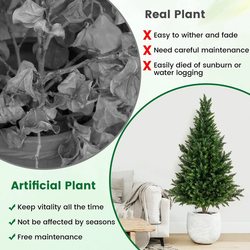 4 FT Artificial Topiary Tree Set of 2 for Indoor Outdoor Home Front Porch-Green by DirectDeals
