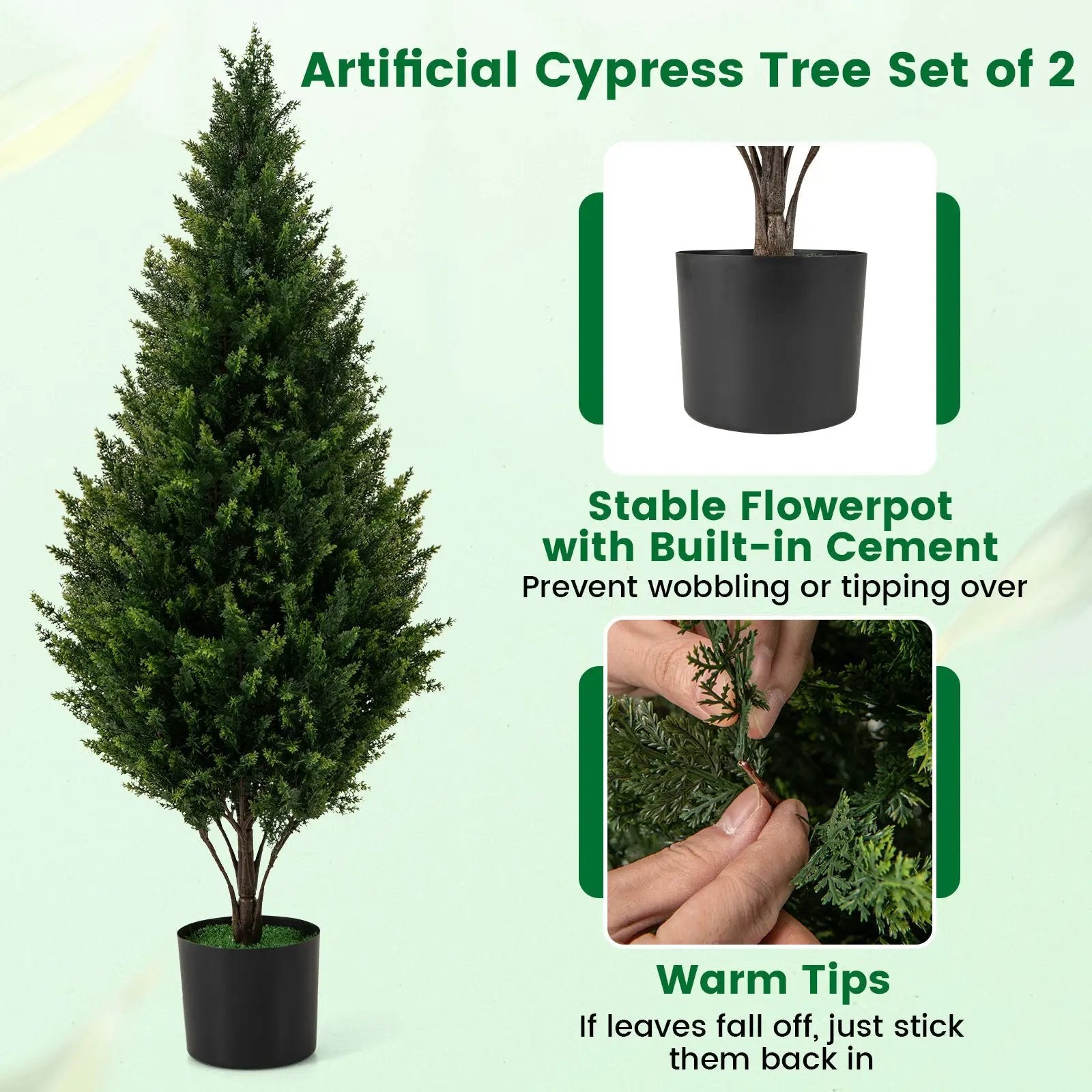 4 FT Artificial Topiary Tree Set of 2 for Indoor Outdoor Home Front Porch-Green by DirectDeals
