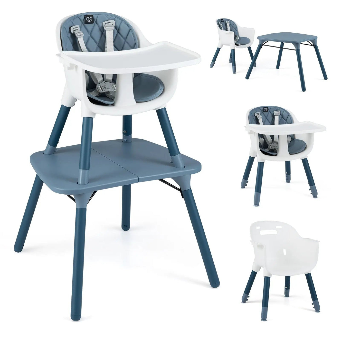 4-in-1 Baby Convertible Toddler Table Chair Set with PU Cushion by DirectDeals
