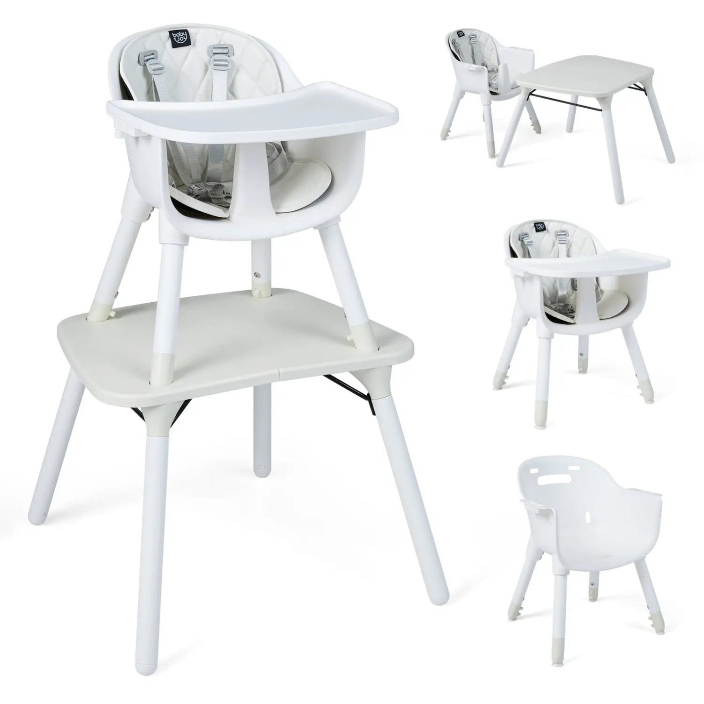 4-in-1 Baby Convertible Toddler Table Chair Set with PU Cushion by DirectDeals