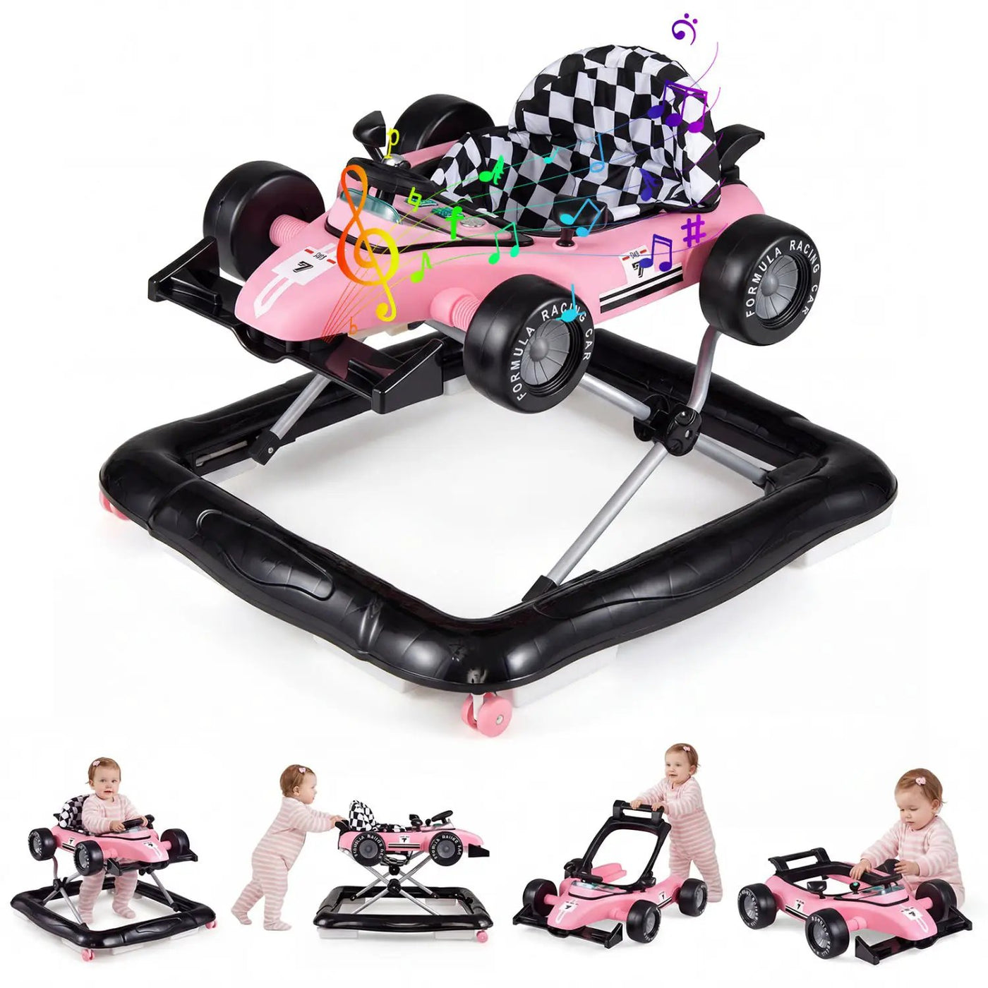 4-in-1 Baby Push Walker Activity Center Height Adjustable with Music Box by DirectDeals