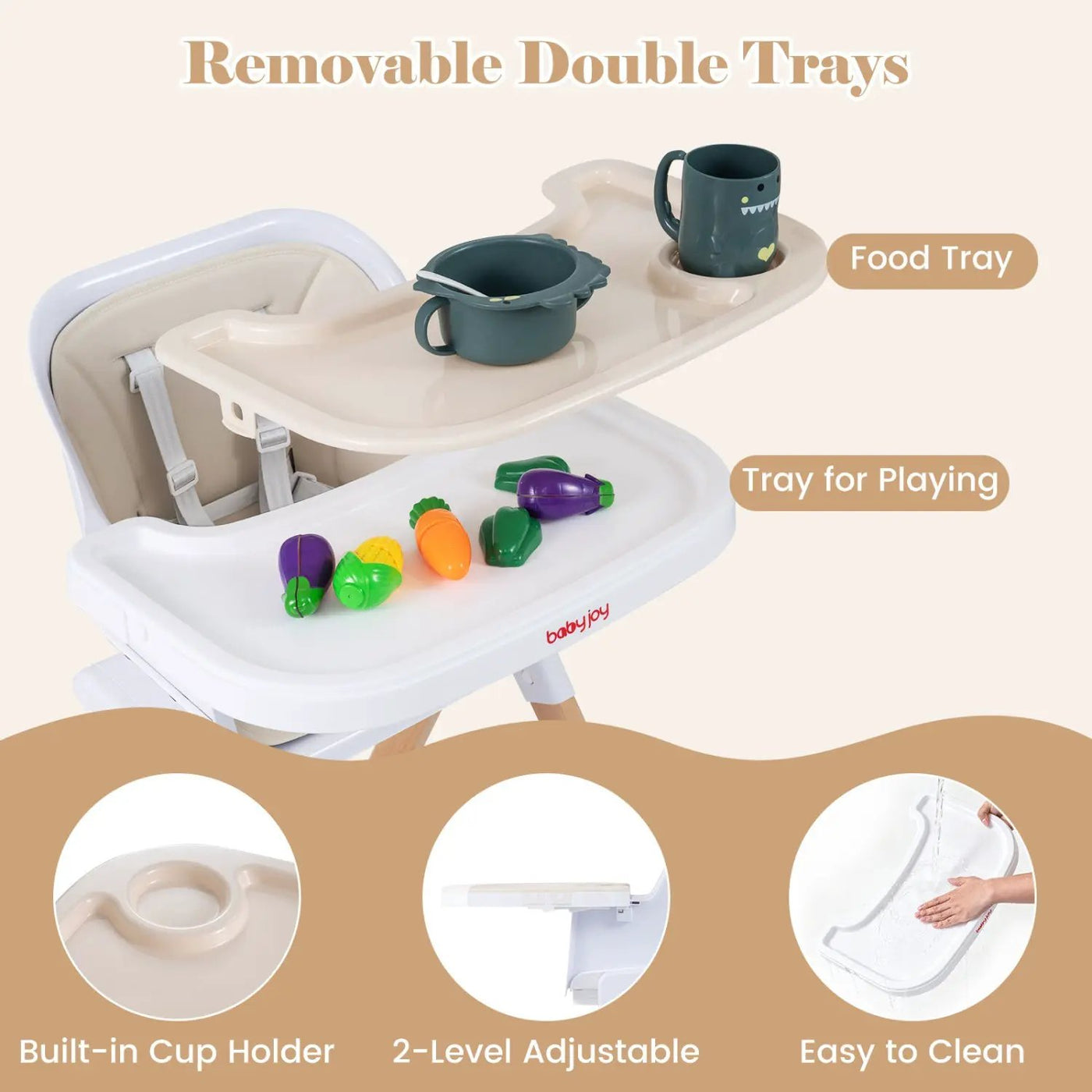 4-in-1 Convertible Baby High Chair with Adjustable Tray by DirectDeals