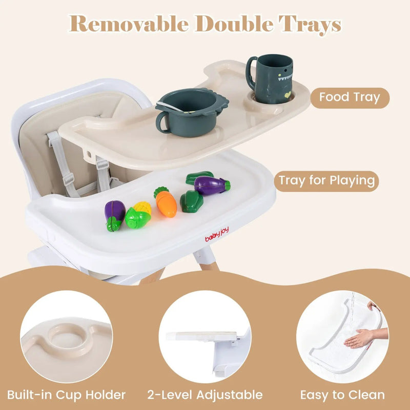 4-in-1 Convertible Baby High Chair with Adjustable Tray by DirectDeals