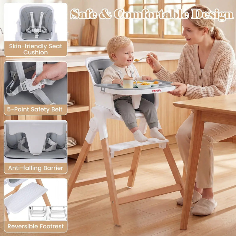 4-in-1 Convertible Baby High Chair with Adjustable Tray by DirectDeals