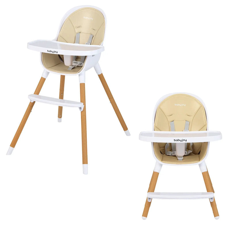 4-in-1 Convertible Baby High Chair Infant Feeding Chair with Adjustable Tray by DirectDeals