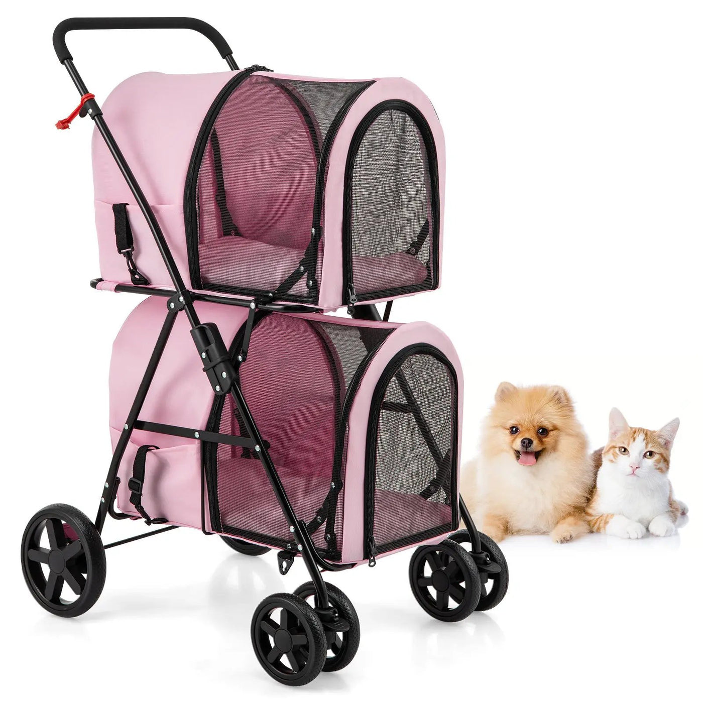 4-in-1 Double Pet Stroller with Detachable Carrier and Travel Carriage by DirectDeals
