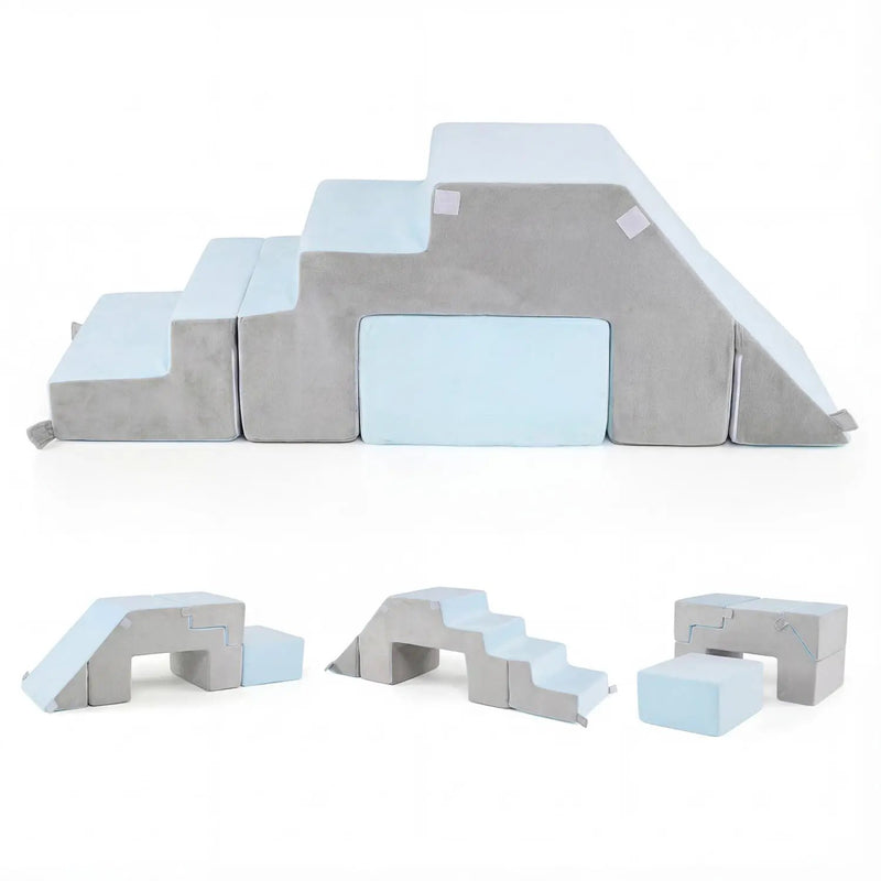 4-in-1 Foam Climbing Blocks Toddler Indoor Climb with Slide-Gray by DirectDeals