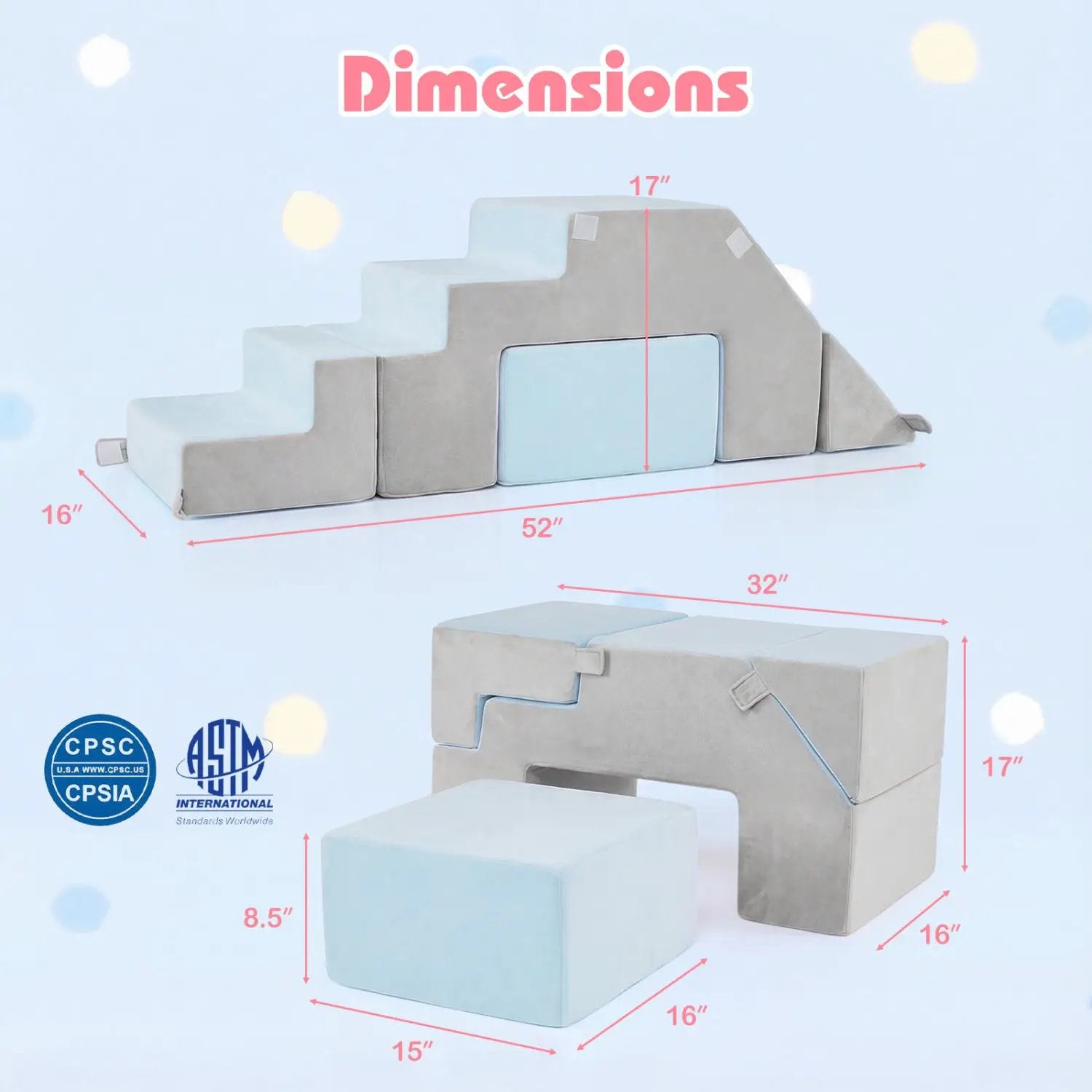 4-in-1 Foam Climbing Blocks Toddler Indoor Climb with Slide-Gray by DirectDeals