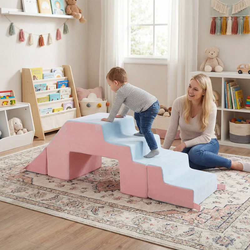 4-in-1 Foam Climbing Blocks with Slide for Toddlers by DirectDeals
