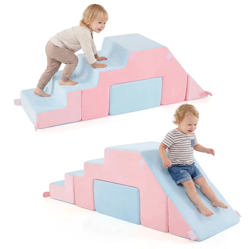 4-in-1 Foam Climbing Blocks with Slide for Toddlers by DirectDeals