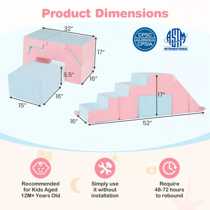 4-in-1 Foam Climbing Blocks with Slide for Toddlers by DirectDeals