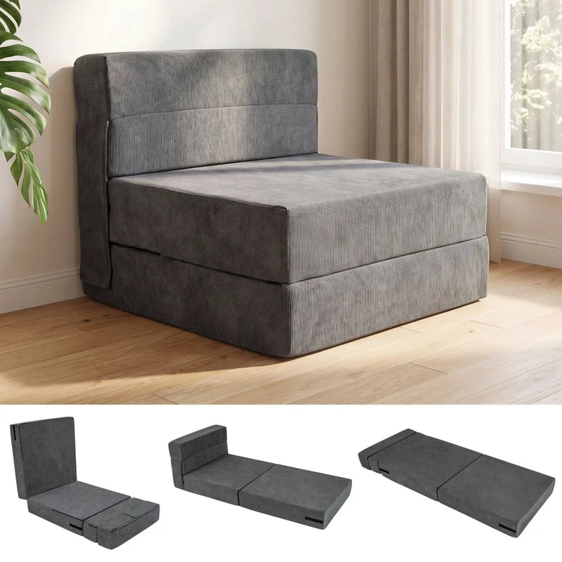 4-in-1 Folding Sofa Bed with Corduroy Cover and Smooth Zipper for Living Room by DirectDeals