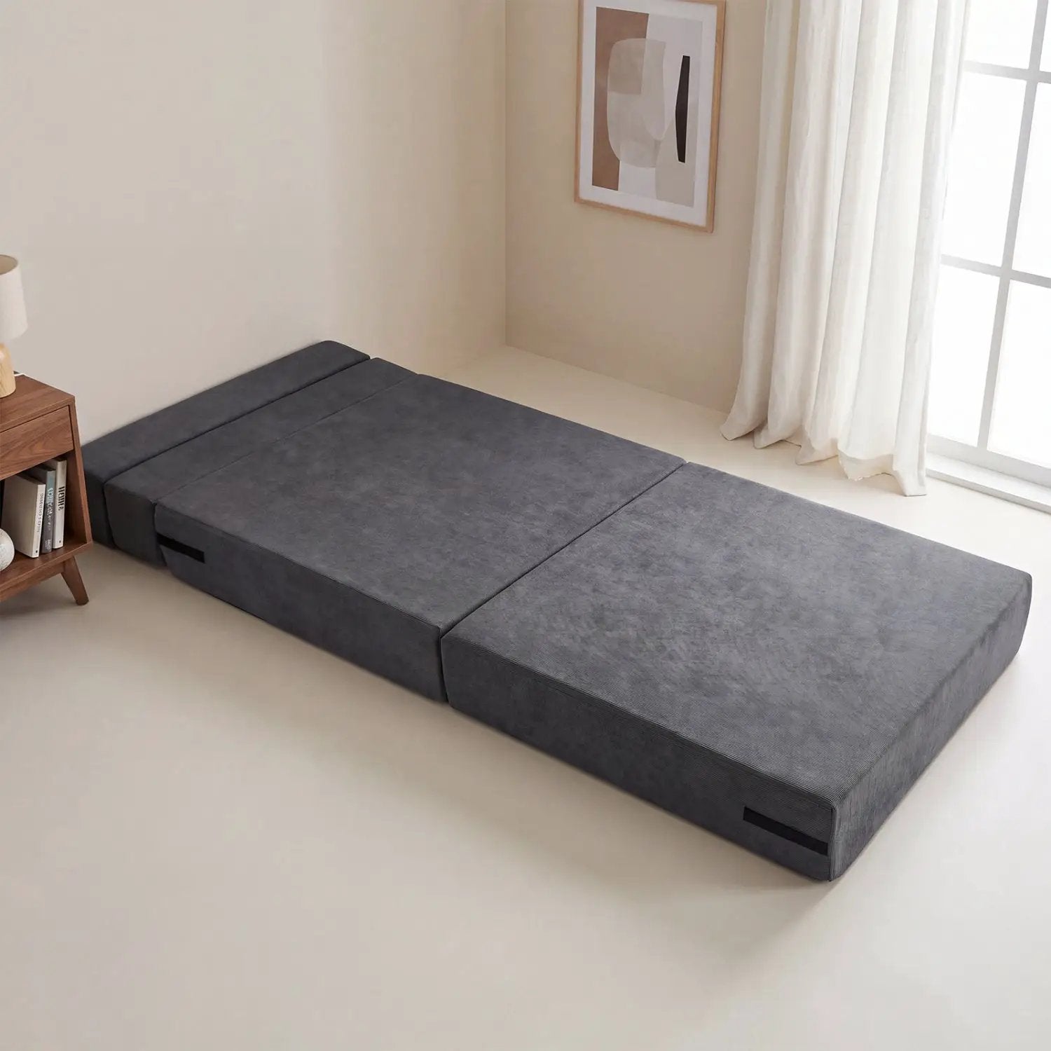 4-in-1 Folding Sofa Bed with Corduroy Cover and Smooth Zipper for Living Room by DirectDeals