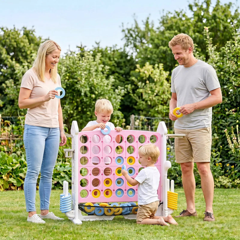 4-in-1 Adjustable Height Connect Game with Carry Bag by DirectDeals