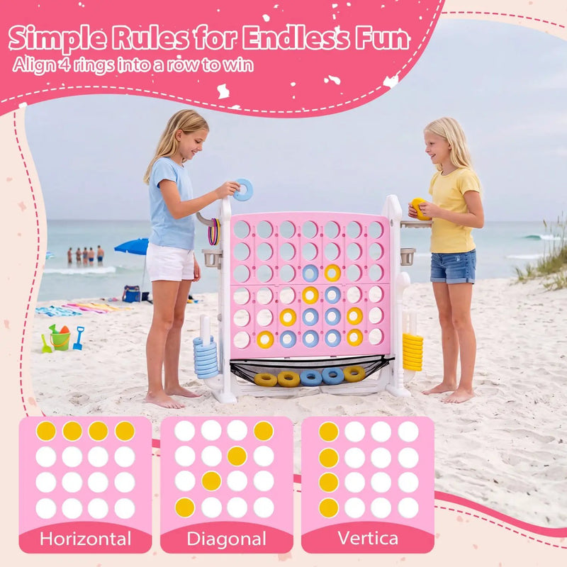 4-in-1 Adjustable Height Connect Game with Carry Bag by DirectDeals