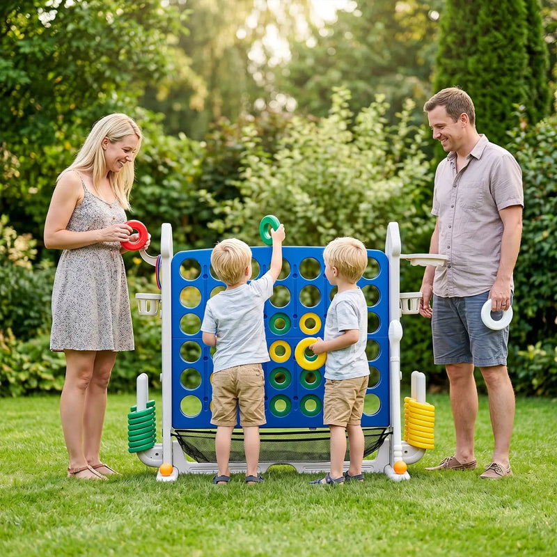 4-in-1 Adjustable Height Connect Game with Carry Bag by DirectDeals