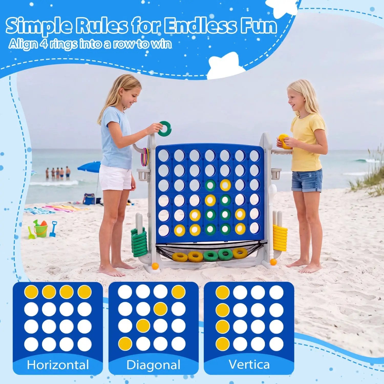 4-in-1 Adjustable Height Connect Game with Carry Bag by DirectDeals