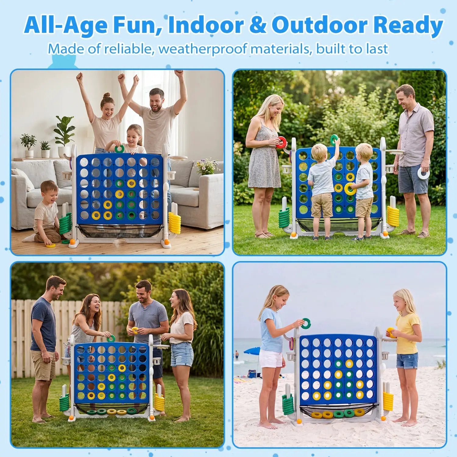 4-in-1 Adjustable Height Connect Game with Carry Bag by DirectDeals