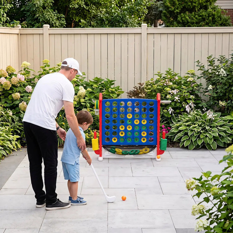4-in-1 Adjustable Height Connect Game with Carry Bag by DirectDeals