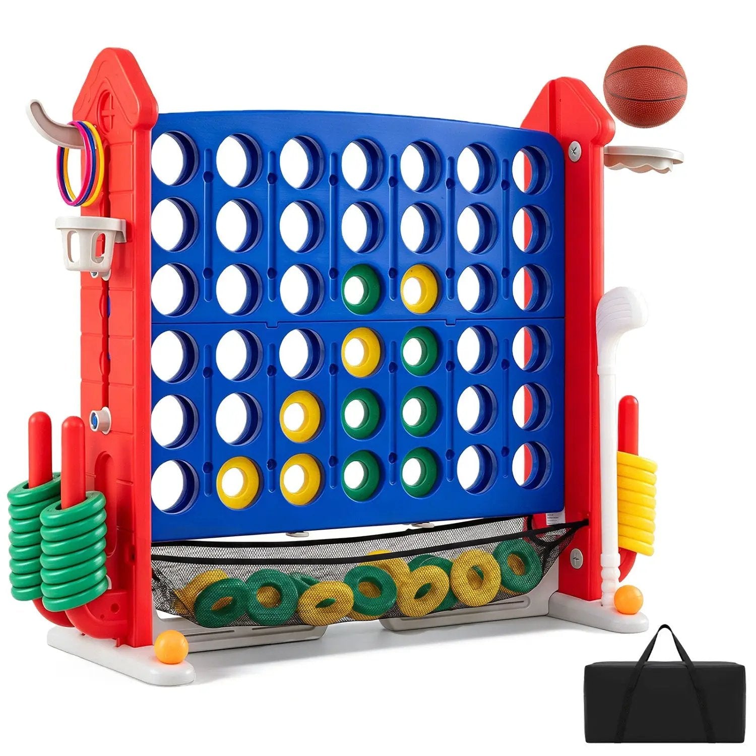 4-in-1 Adjustable Height Connect Game with Carry Bag by DirectDeals