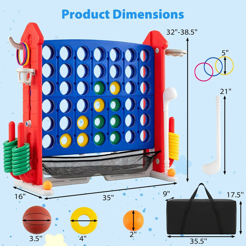 4-in-1 Adjustable Height Connect Game with Carry Bag by DirectDeals